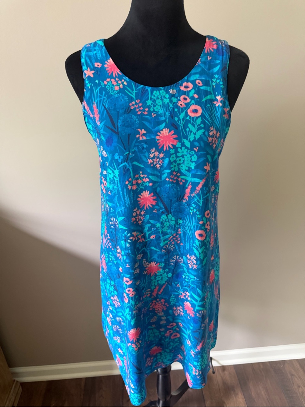 Hatley Bright Blue & Pink Floral Sleeveless Shift Dress Small